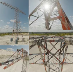 Transmission Tower 18 Meter Rusty Version Low-poly 3D model