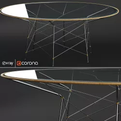 WHISK GLASS TOP DINING TABLE ROUND 180 3D model