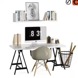 Workplace  Scandinavianwooden 3D model