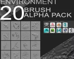 20 Environment Brush Pack and Maps 3D model