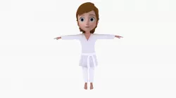 3d girl cartoony rigged biped bones Low-poly 3D model
