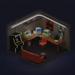 80 s haker room Low-poly 3D model