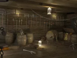 Abandoned pirate ship with weapons 3D model