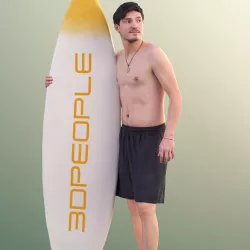 Andy 10101 - Surfer guy holding Surfboard Low-poly 3D model