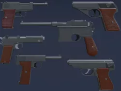 Automatic Pistols of the Word War 3D model