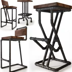 bar stool made of pipes 3D model
