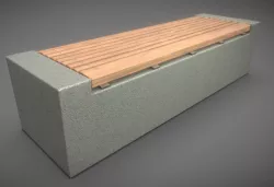 Bench -6- Wood on Concrete Block Low-poly 3D model