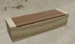 Bench -6- Wood on Sandstone Block Low-poly 3D model
