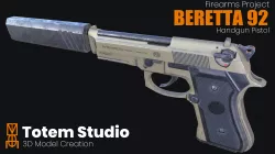Beretta 92 Handgun Pistol Low-poly 3D model