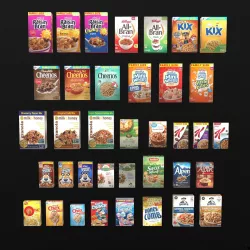 Breakfast pack of 37 products Corn Flakes Cereal Crunch Oatmeal Low-poly 3D model