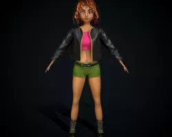 Cartoon girl character in A-pose 3D model