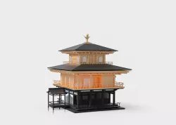 Cartoon Lowpoly Japanese Kinkaku-ji Temples  3D model
