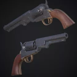 Colt 1849 Pocket Revolver Low Poly Low-poly 3D model