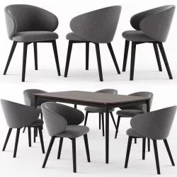 Connubia Tabla table with Tuka dining chair 3D model