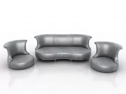 Couch Sofa keather 3D model