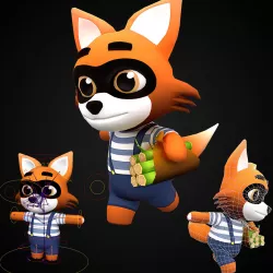Cute Cartoon style Fox rigged  Low-poly 3D model