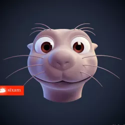 Cute Otter Cartoon Head 3D model