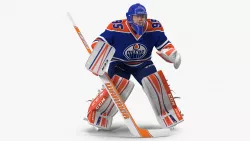 Edmonton Oilers Hockey Goalkeeper Attention Pose 3D model