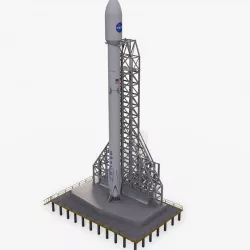Falcon 9 Spaceship With The Launchpad Low-poly 3D model