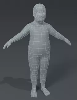 Fat Boy Kid Child Body Base Mesh 3D Model Low-poly 3D model