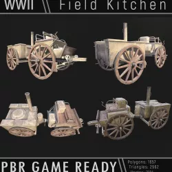 Field Kitchen WWII Low-poly 3D model