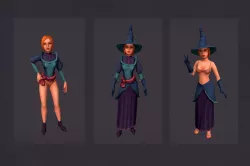 Girl with clothes Witch set 3D model
