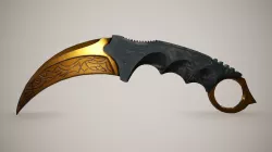Honshu Gold Inlaid Karambit Game Ready PBR Low-poly 3D model