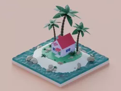 Kame House low poly scene Low-poly 3D model