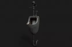 Low poly 3d Old Toilet Wall Low-poly 3D model