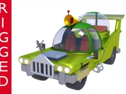 Low-Poly Car Homer Simpson 3D Blender Rigged Cartoon 3D model