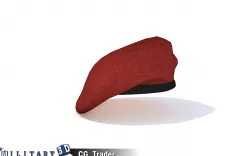 Military Beret Red Hat Lowpoly 3D Model Low-poly 3D model