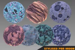 Moon - Stylised PBR Texture - Material 3D model