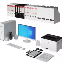Office white PC set 3D model