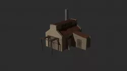 Old fabric-Artillery building-Old factory-Old manufactory Low-poly 3D model