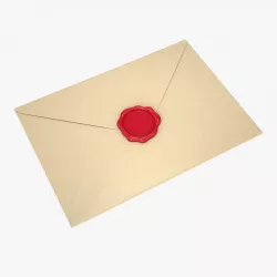 Paper envelope with wax seal 3D model