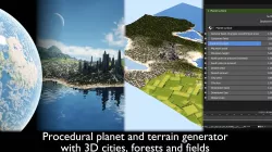 Procedural Planet And Terrain Generator With 3d Cities 3D model