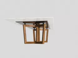 Rectangular wooden and marble table 3D model