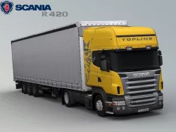 Scania R420 with trailer Low-poly 3D model
