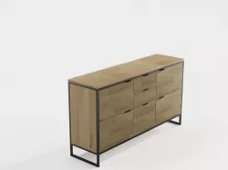 Set of 6 wood and metal furniture for the living room 3D model