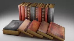 Set of five old books Low-poly 3D model