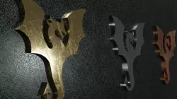 Simple Dragon emblem gold iron copper 3D model