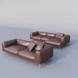 Sofa leather brown 3D model