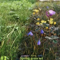 Spring grass set V1 3D model