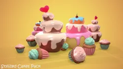 Stylized Cake pack - Delicious Cartoon Food  Low-poly 3D model