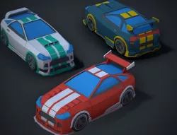Stylized Modular Low Poly Sport Car 01 Mobile Ready Low-poly 3D model