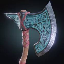 Stylized PBR low poly fantasy Axe  Low-poly 3D model