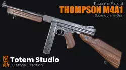 Thompson M1A1 Submachine Gun Low-poly 3D model