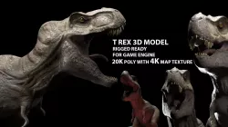 Trex dinosaur game model Tyrannosaurus  Low-poly 3D model