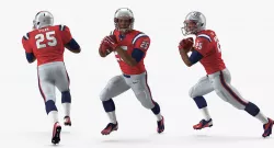 US Football Player New England Patriots Running Pose 3D model