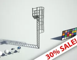 Vertical access ladder - fire escape Low-poly 3D model